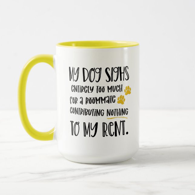 Grumpy Hund Funny Zitat mit Foto gelb Tasse (Links)