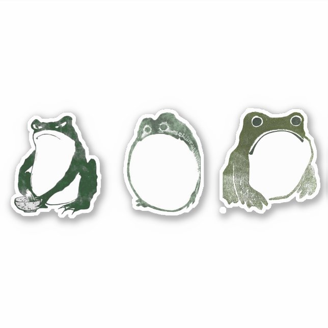 Grumpy Japanese Frog Toad 19. Jahrhundert Aufkleber (Vorderseite)