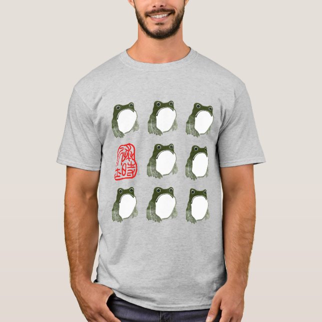 Grumpy Japanese Frog Toad 19. Jahrhundert T-Shirt (Vorderseite)