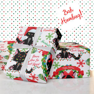 Grumpy Kitty Bah Humbug - Katze in Hats Bows Geschenkpapier