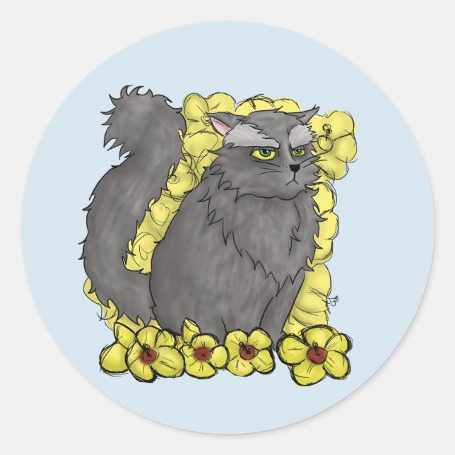 Grumpy Kitty Round Sticker (Vorderseite)