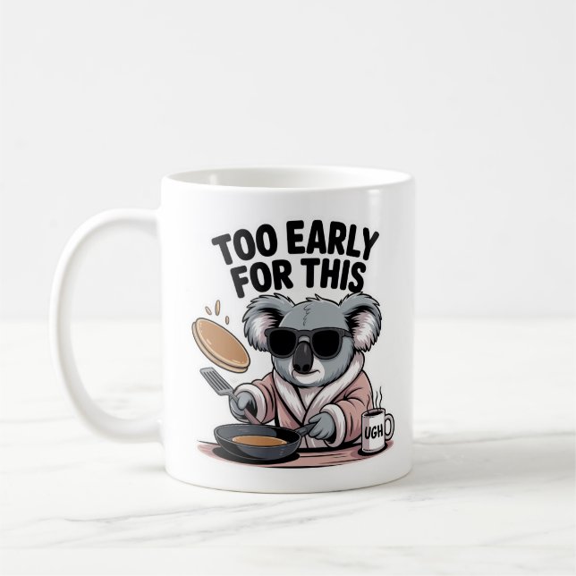 Grumpy Koala in Sonnenbrille Pancakes Funny Kaffeetasse (Links)