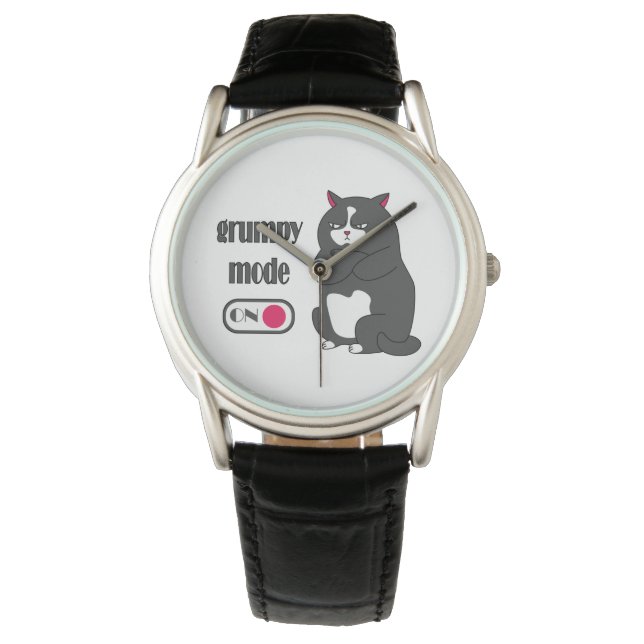 Grumpy mode on funny fat cat armbanduhr (Vorderseite)