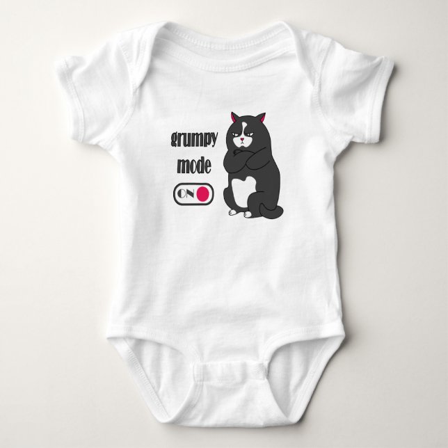 Grumpy mode on funny fat cat baby strampler (Vorderseite)