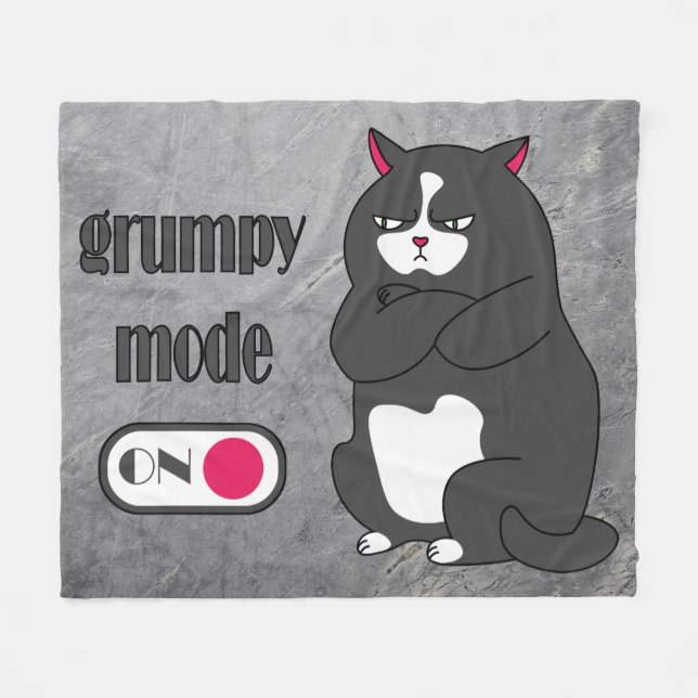Grumpy mode on funny fat cat fleecedecke (Vorderseite (Horizontal))