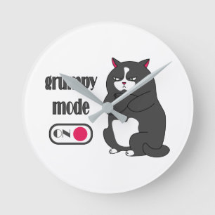 Grumpy mode on funny fat cat runde wanduhr