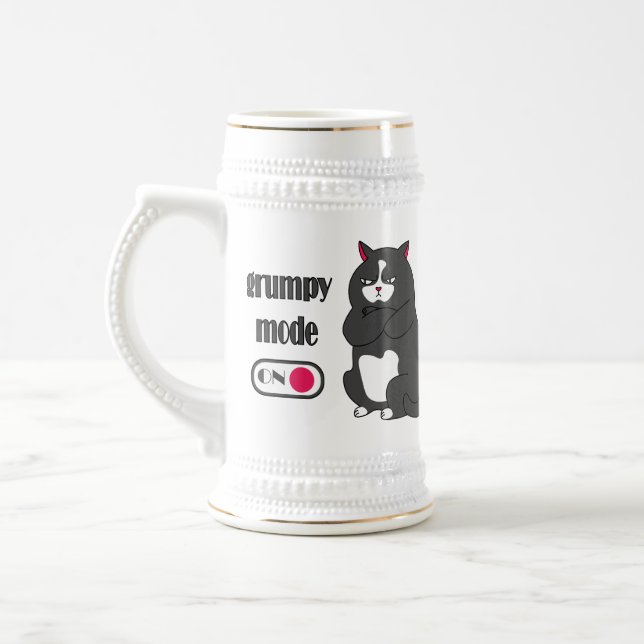 Grumpy-Modus auf lustig dicken Katzenbierstein Bierglas (Links)