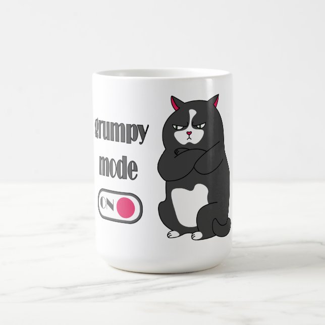 Grumpy-Modus auf lustige, fettige Katzenkaffee Tas Kaffeetasse (Mittel)