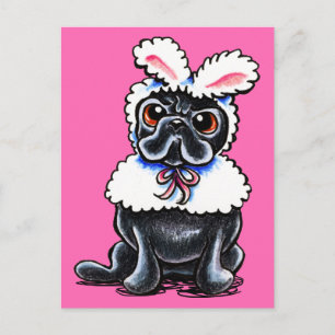 Grumpy Mops Bunny Postkarte