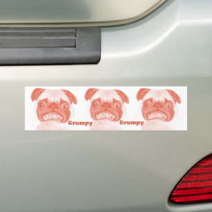 Grumpy Mops Times Three Autoaufkleber