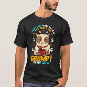 Grumpy Morning Cat vor dem Morgenkaffee T-Shirt