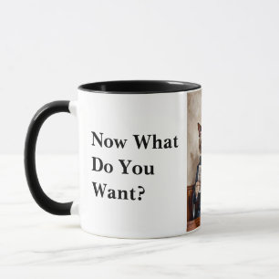 Grumpy Office Cat Reading the Newspaper Tasse