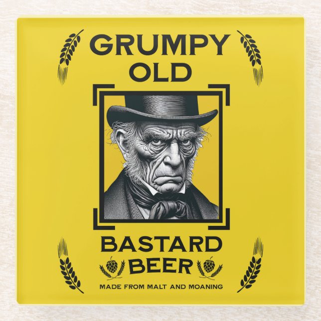 Grumpy Old Bastard Beer Glasuntersetzer (Vorderseite)