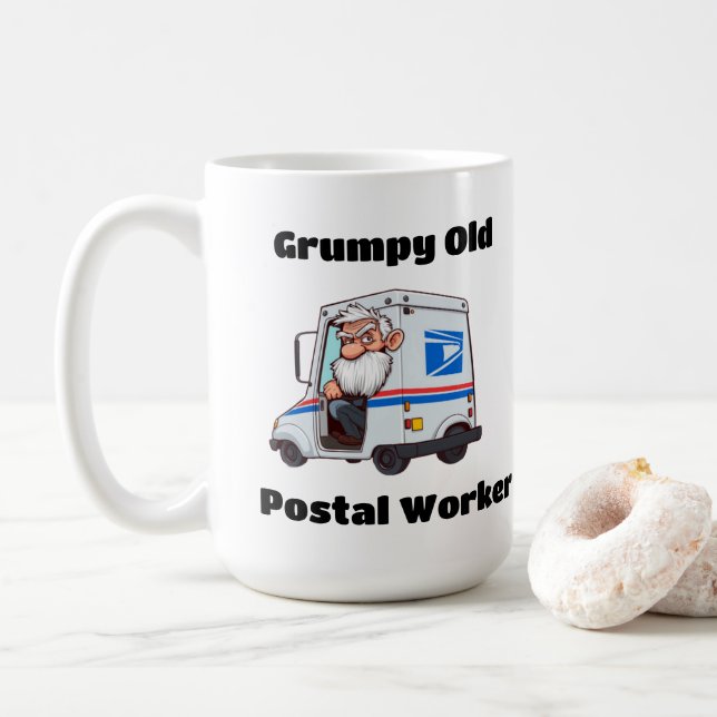 Grumpy Old Postarbeiter Kaffeetasse (Mit Donut)