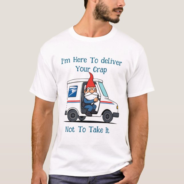 Grumpy Old U.S Postal Worker Gnome Mail Delivery T-Shirt (Vorderseite)