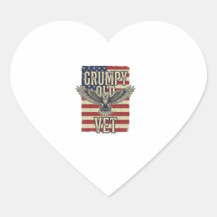 Grumpy Old Vet Patriotischer Adler Flagge Shirt De Herz-Aufkleber