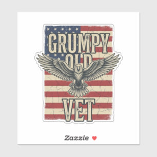 Grumpy Old Vet Patriotisches Adler-Flag-Shirt-Desi Aufkleber