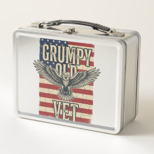 Grumpy Old Vet Patriotisches Adlerflagge-Shirt-Des Metall Brotdose