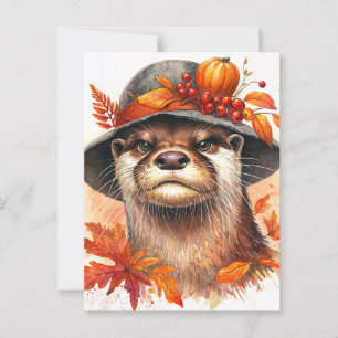 Grumpy Otter Herbstfarbe Kunst, Dichtung und Musik Postkarte