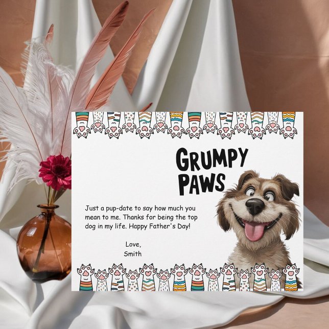 Grumpy Paws Vater-Tag-Briefkopf Briefbogen (Fetch smiles this Father's Day with our playful dog-themed letterhead!)