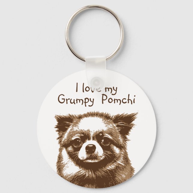 Grumpy Pomchi Schlüsselanhänger (Vorderseite)