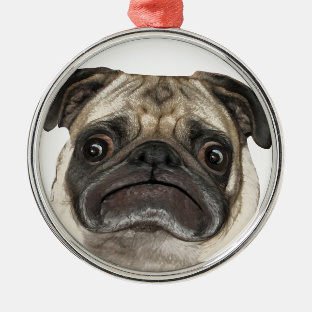 Grumpy Puggy Geschenke Silbernes Ornament (Vorne)