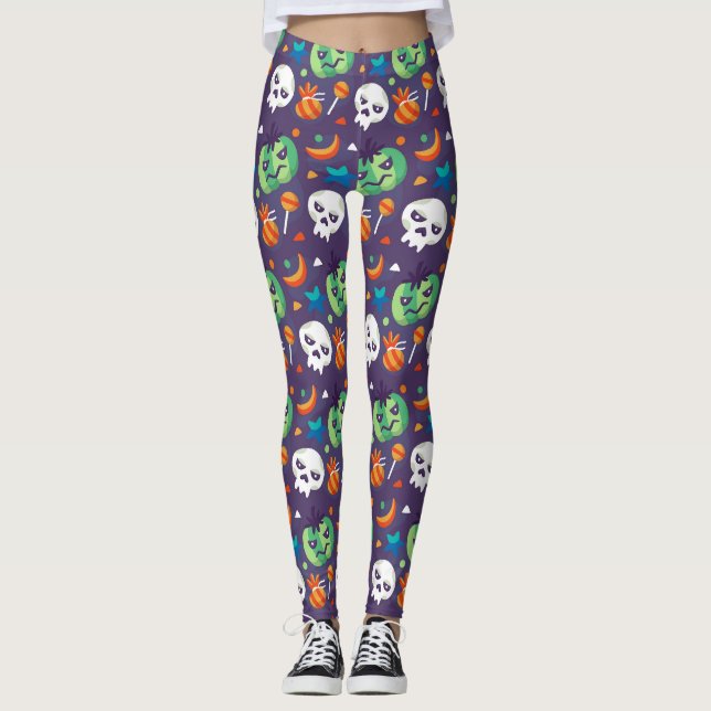 Grumpy Pumpkins Halloween Leggings (Vorderseite)