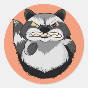 Grumpy Raccoon Runder Aufkleber