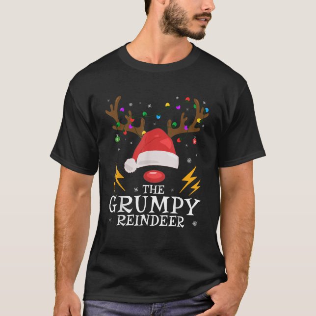 Grumpy Reindeer Family Matching Christmas Party Fu T-Shirt (Vorderseite)