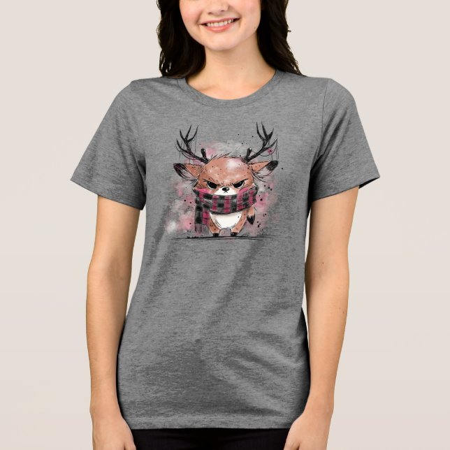 Grumpy Reindeer Tri-Blend Shirt (Vorderseite)