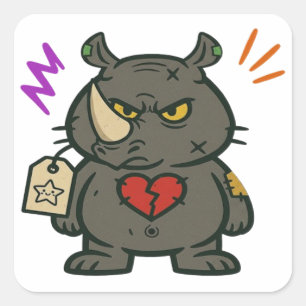 Grumpy Rhino - Aufkleber für gebrochenes Herz