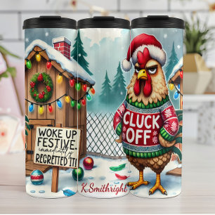 Grumpy Rooster Festive Holiday Spaß Thermosbecher