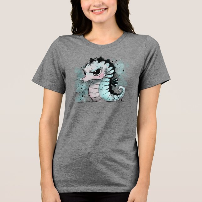 Grumpy Seahorse Tri-Blend Shirt (Vorderseite)