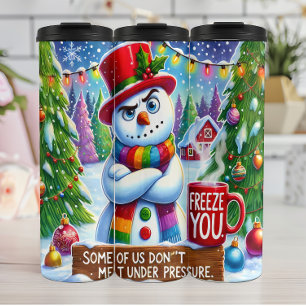 Grumpy Snowman nicht schmelzen Thermosbecher