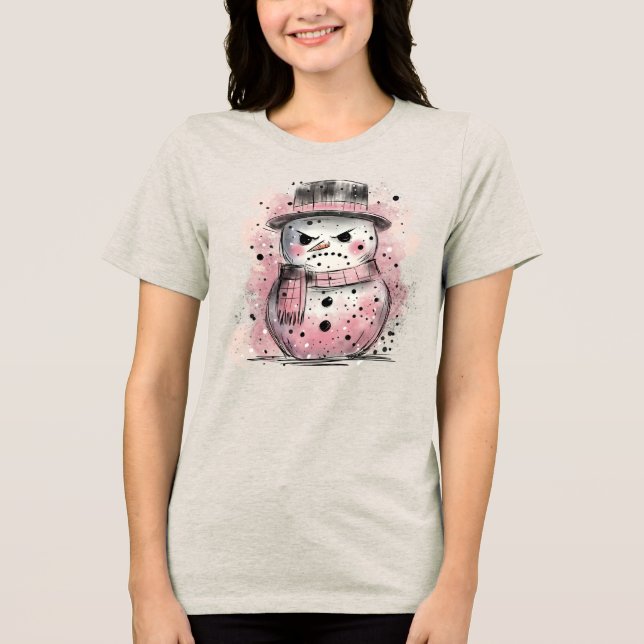 Grumpy Snowman Tri-Blend Shirt (Vorderseite)