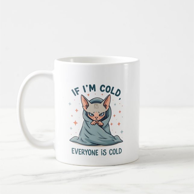 Grumpy Sphynx Cat Cold Humor Cartoon Design Kaffeetasse (Links)