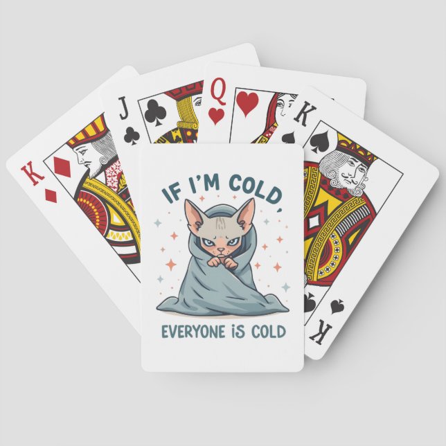 Grumpy Sphynx Cat Cold Humor Cartoon Design Spielkarten (Rückseite)