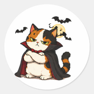 Grumpy Vampir Katze Halloween Runder Aufkleber