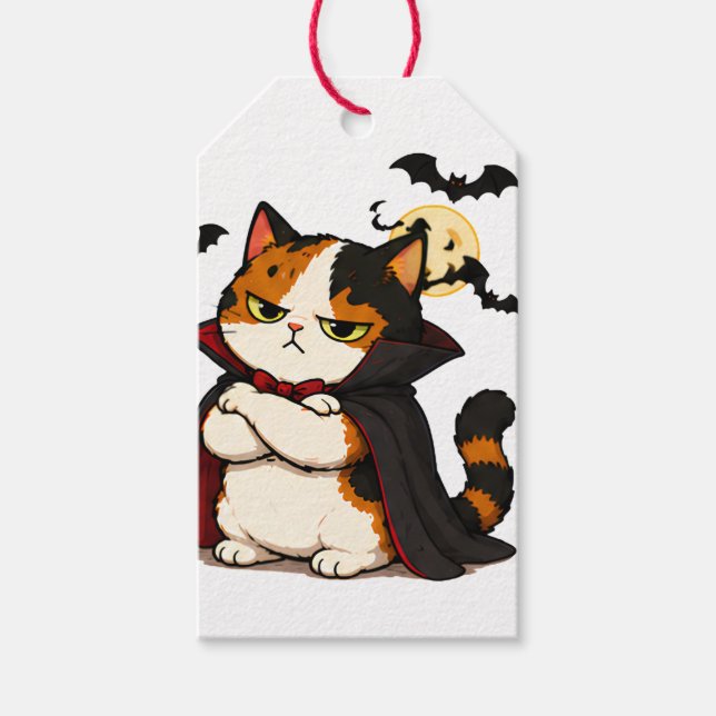 Grumpy Vampir Katzen Halloween  Geschenkanhänger (Vorderseite)