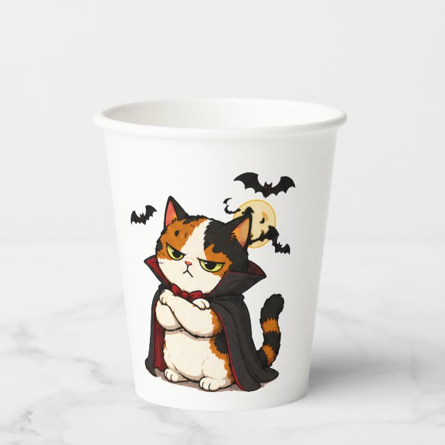 Grumpy Vampir Katzen Halloween  Pappbecher (Vorderseite)