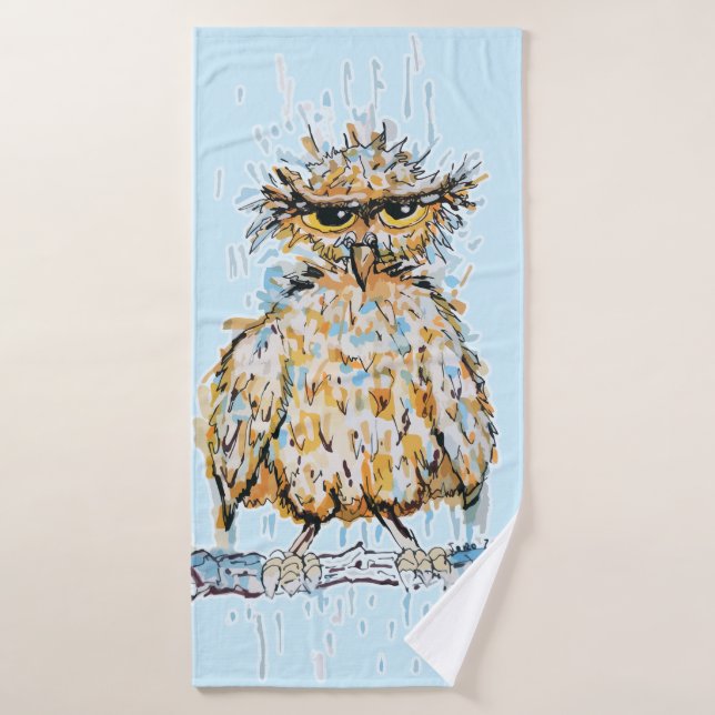 Grumpy Wet Owl Badehandtuch (Badehandtuch)