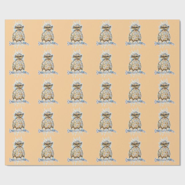 Grumpy Wet Owl Geschenkpapier (Flach)