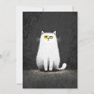 Grumpy White Cat – Funny Minimal Cat Art Feiertagskarte