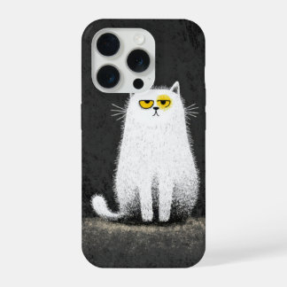 Grumpy White Cat – Funny Minimal Cat Art iPhone 15 Pro Hülle