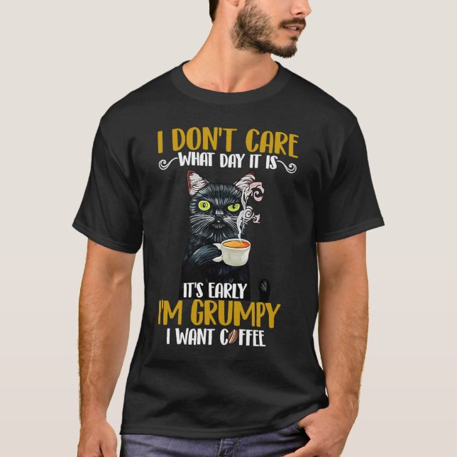 Grumy Cat Ich bin gruselig Woll Kaffee T-Shirt (Vorderseite)