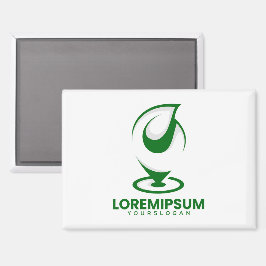 Grün abstraktes Wassertropfen- und Globus-Logo Magnet