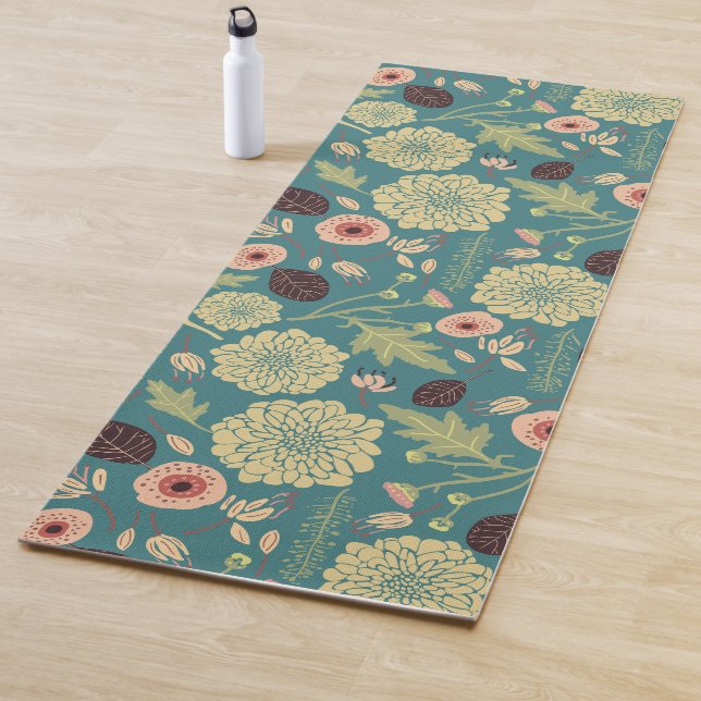 Grün Aquamarin rosa Blumentoß Gemusterte Blume Yogamatte (Beispiel)