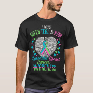 Grün Aquamarin rosa tragen für metastasierenden Br T-Shirt