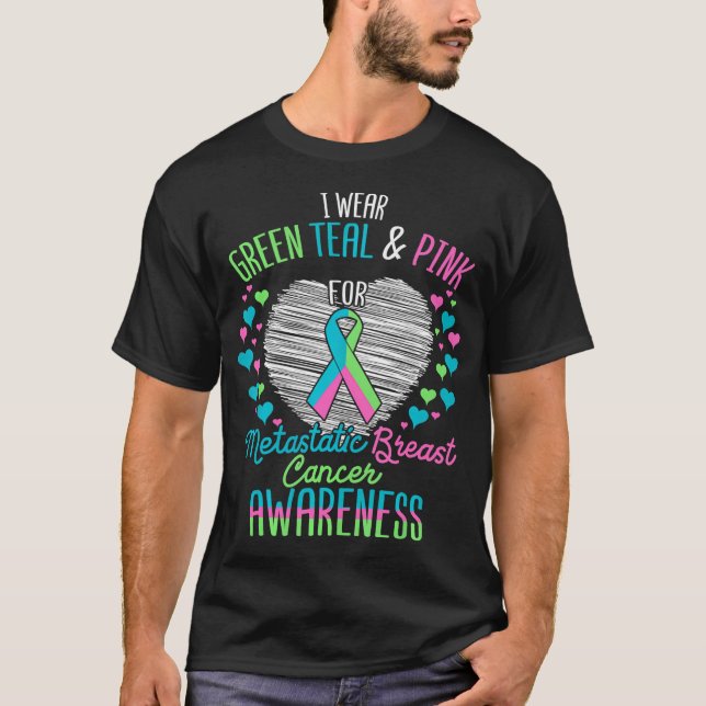 Grün Aquamarin rosa tragen für metastasierenden Br T-Shirt (Vorderseite)