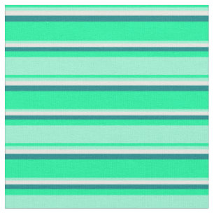 Grün, Aquamarine, Minzcreme und Aquamarine Linien Stoff